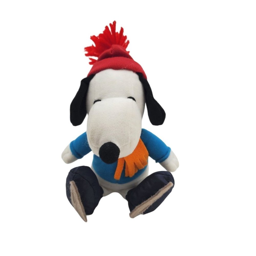 Snoopy 8" Ice Skating‎ Beagle Dog Whitman's Candies Plush Stuffed Animal Rattle